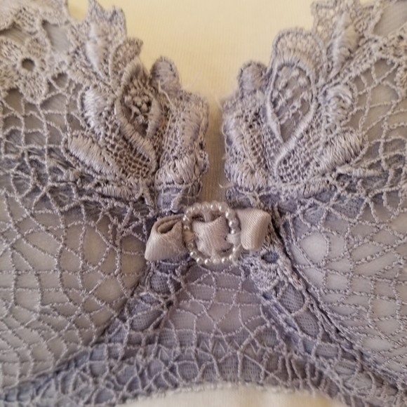 #914BG NWOT Authentic 32C Felina Lingerie Blue Lace Padded Bra, Matching S Thong - Picture 3 of 12